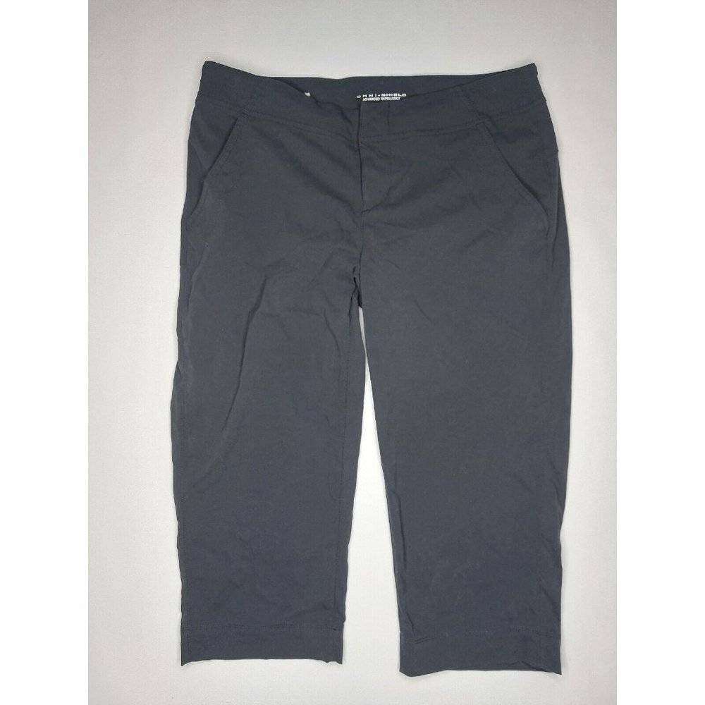 Columbia Womens 4 Omni Shield Capri Pant Black Pockets 18" Inseam MicroFiber